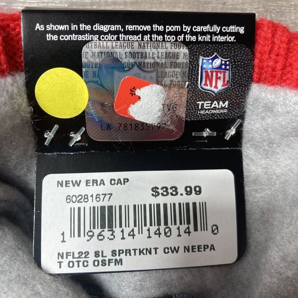 New England Patriots New Era knit pom hat beanie Blue OnField 100% AUTHENTIC - Picture 7 of 13